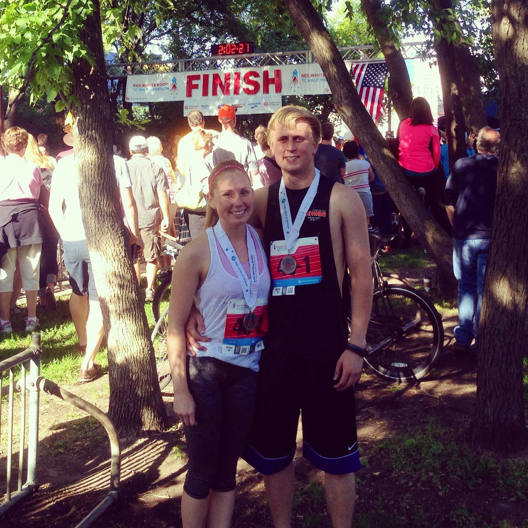 Our first running race- A 4th of July half marathon Relay in 2014