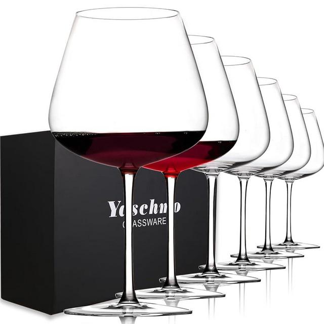 Super Large 30OZ Wine Glasses-Hand Blown Crystal Giant Wine Glasses, Big Burgundy Glasses Oversized, Red White Wine,Luxury, Elegant, Ideal Gift for Women,Men,Christmas,Anniversary,Birthday (Pack of 6)