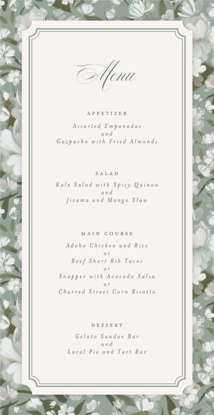 Annika | Sage | Zola Wedding Menus