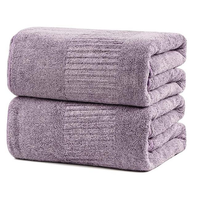 Bath Towels,Premium Bamboo Fibre Bath Towel (35" x 63"), Highly Absorbent & Quick-Dry Bath Sheet,Super Soft Multipurpose Use for Hotel,Spa,Bathroom,Sports Towels, Yoga Towel, Purple (Set of 2)