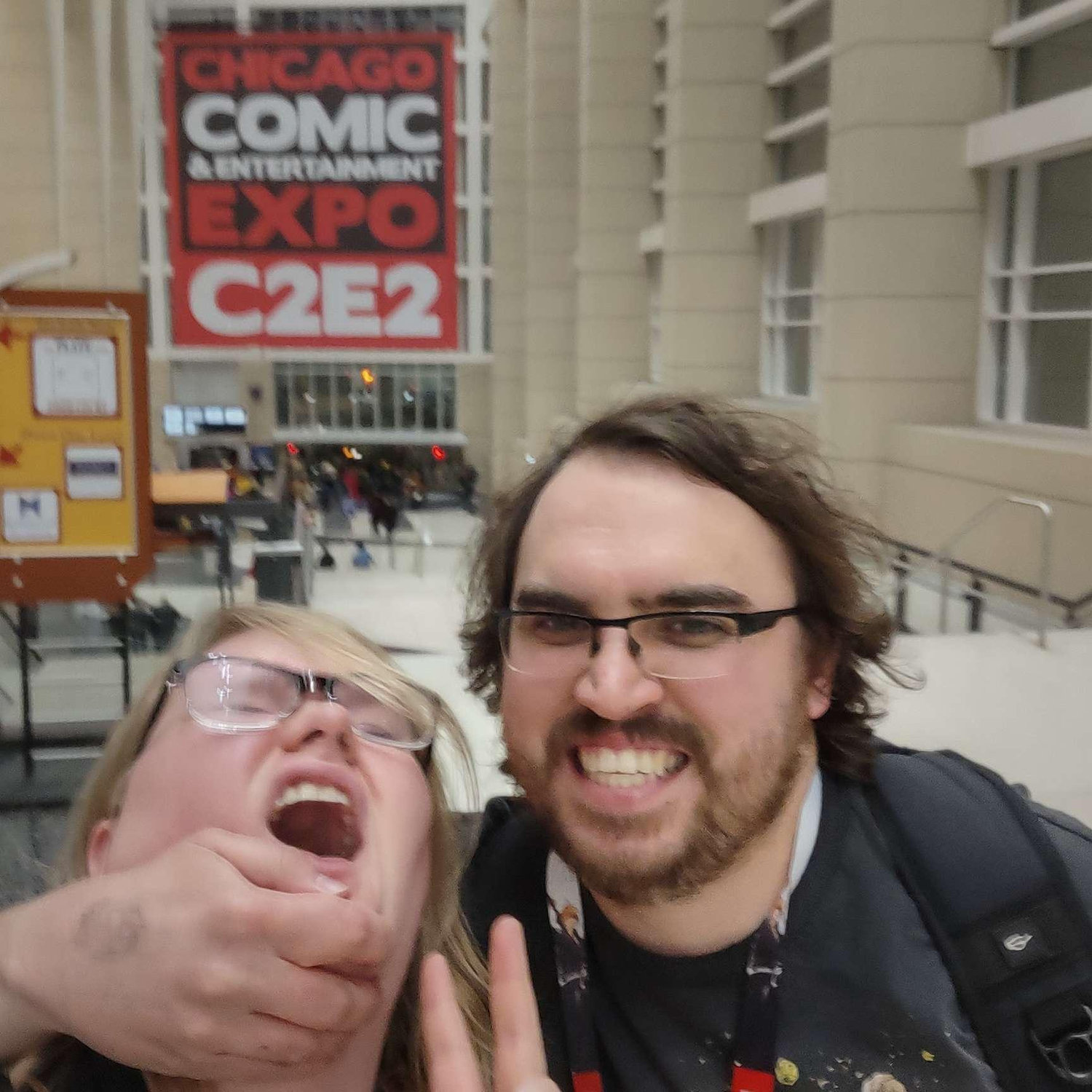 First time at C2E2! Arliss refused to hold still for a normal picture so Alex took drastic measures.