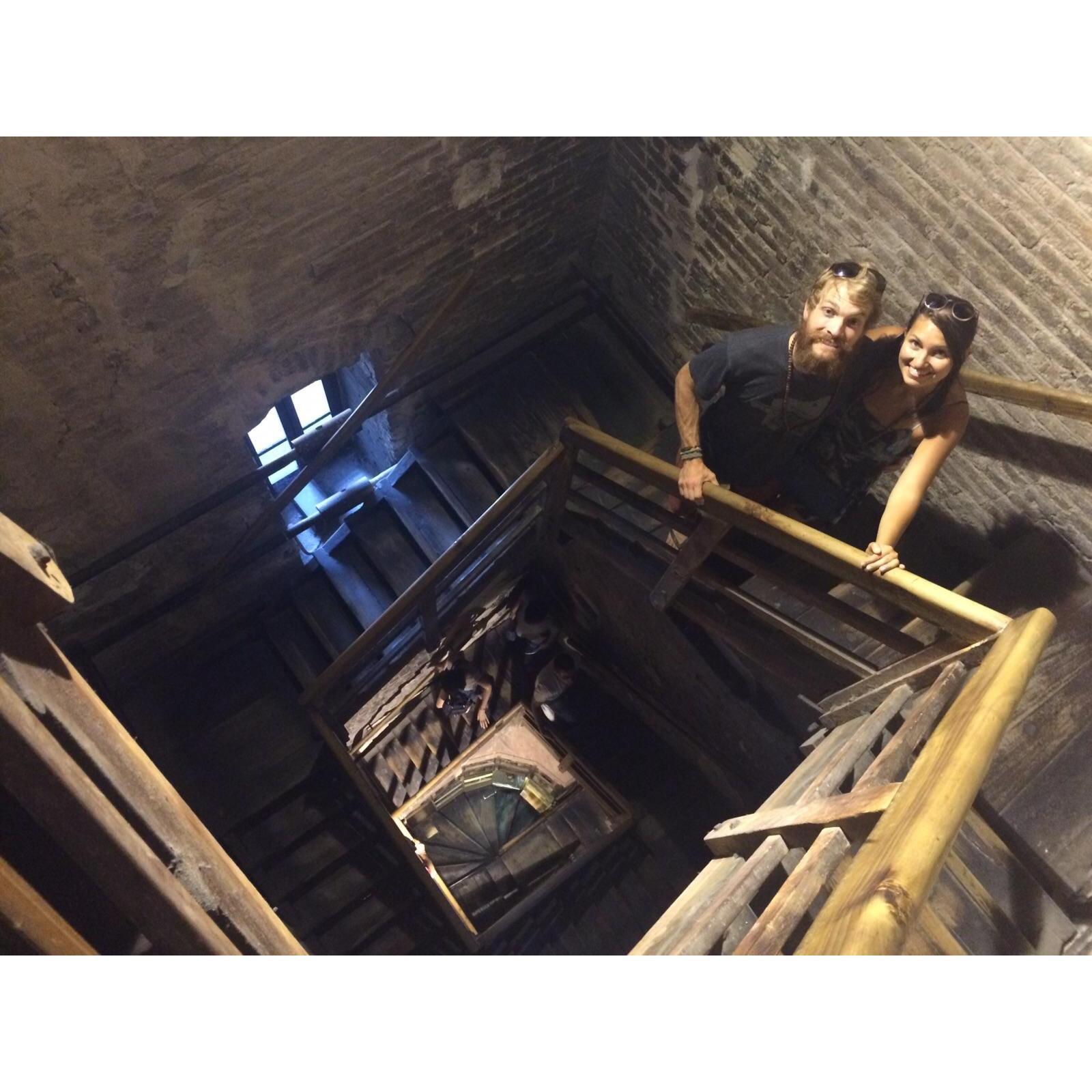 Climbing up the Torre dell Asinelli in Bologna, Italia