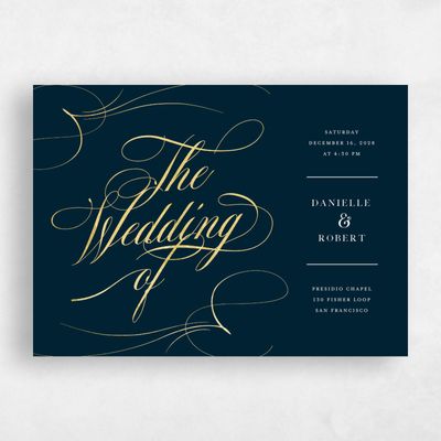 Blue Wedding Invitation - Clifton Landscape Foil