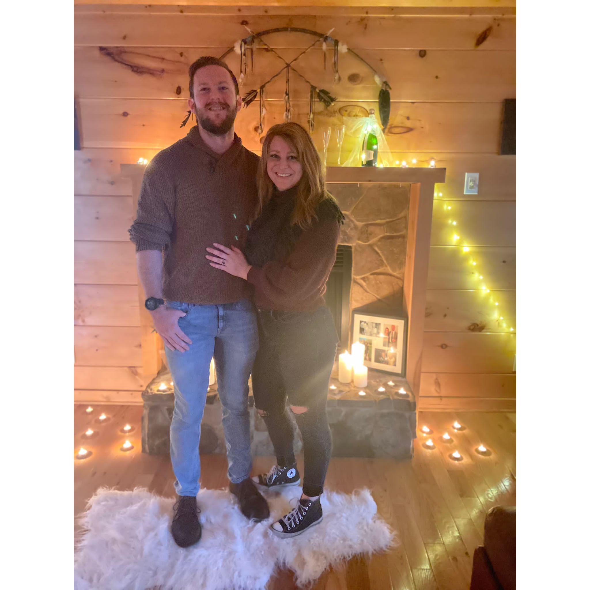 In Helen, right after Mike proposed. So grateful to Cami and Brett for setting all this up. Also grateful the Airbnb did not catch on fire.