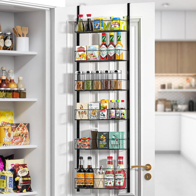 YONGECK Over The Door Pantry Organizer, Pantry Organizers and Storage, Over The Door Organizer - 6-Tier Pantry Door Organizer, Over The Door Spice Rack for Kitchen, Bathroom, Bedroom Organization