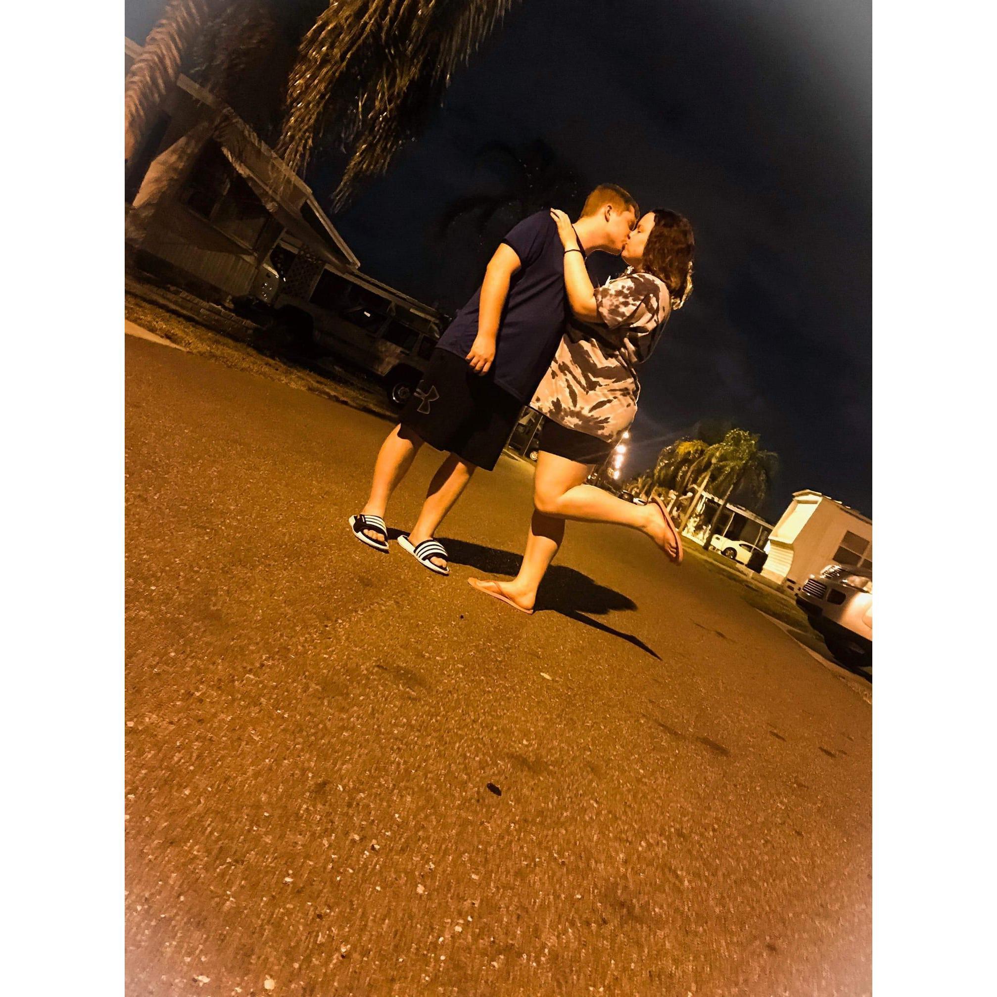 Late night walk and impromptu photoshoot in Florida! The first week long vacation together and farthest the couple has ever traveled together.