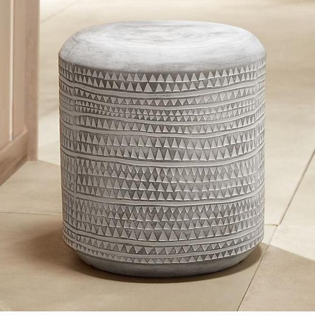Grey Embossed Stool/Side Table