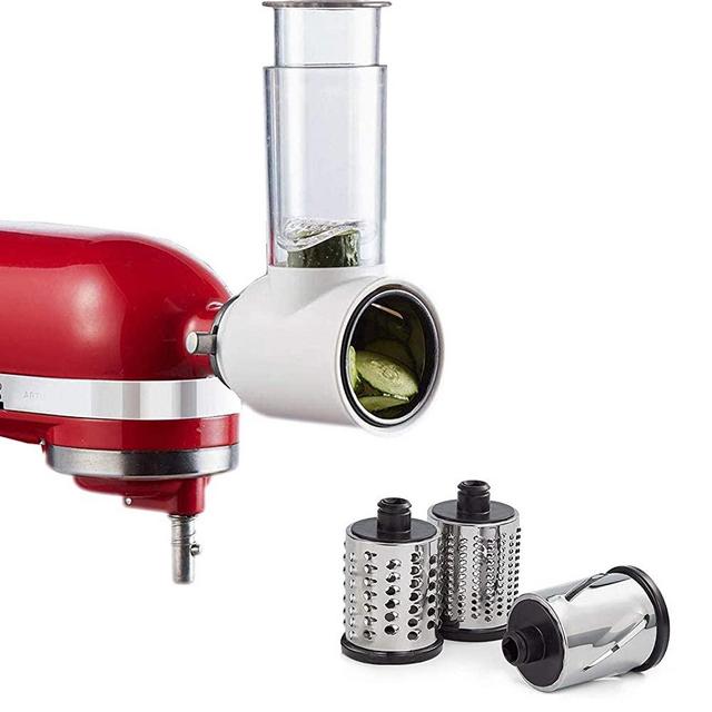 Slicer/Shredder Attachment for KitchenAid Stand Mixers as Vegetable Chopper Accessory Salad Maker by Cofun (White)