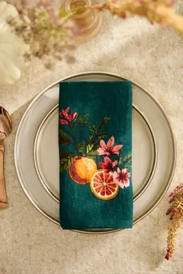 Autumn Bounty Linen Napkins, Set of 2