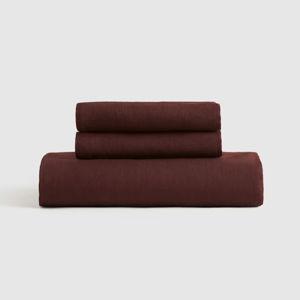 European Linen Fitted Sheet Set in Burgundy