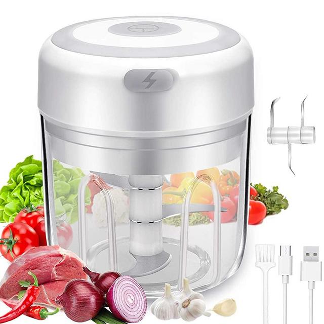 Electric Mini Garlic Chopper - Handheld Wireless Mincer Electric Food Chopper - Chopper Blender Food Processor for Pepper Chili Veggies Nuts Meat