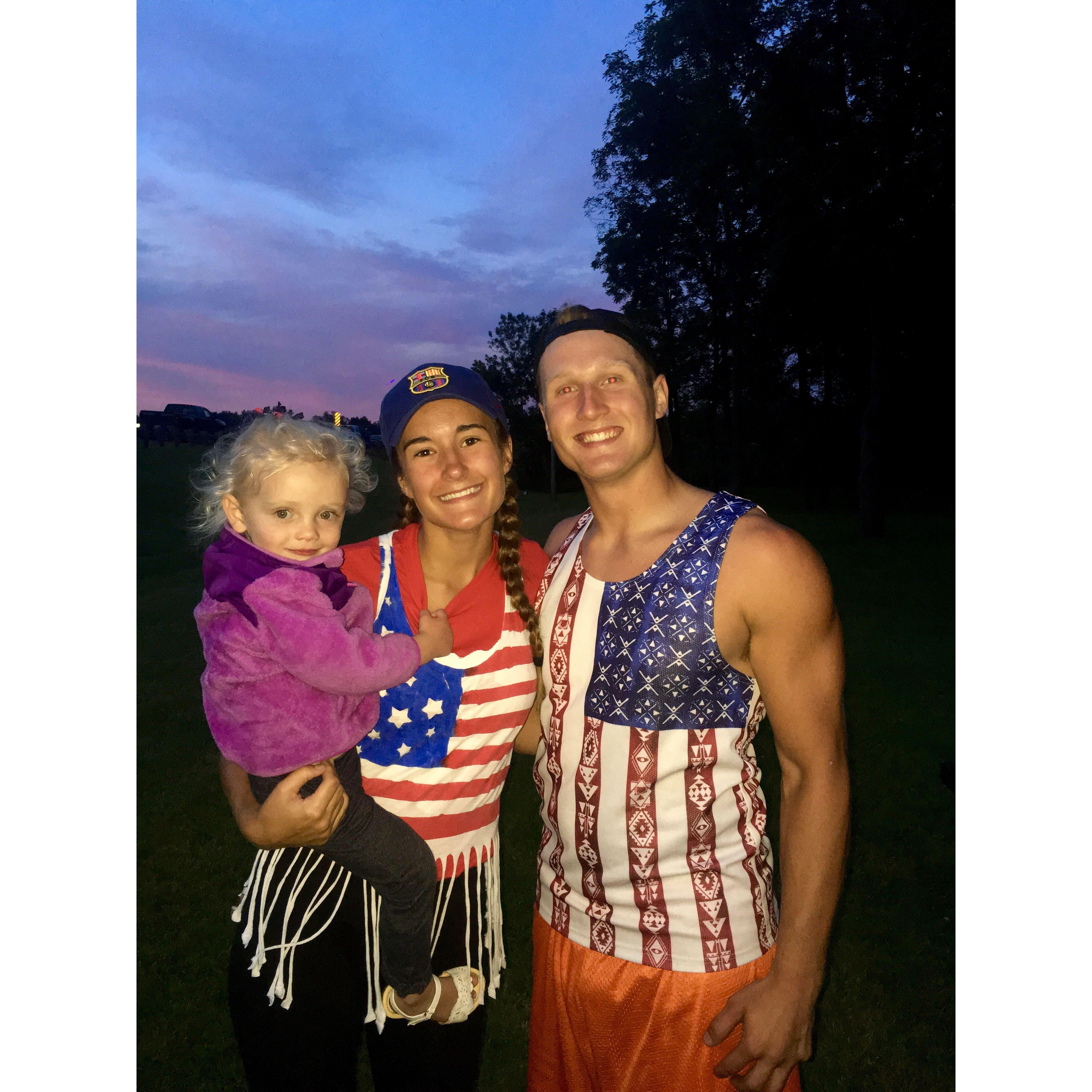 Fourth of July at Mohican with junior bridesmaid Kinsley Swanson. July, 2016.