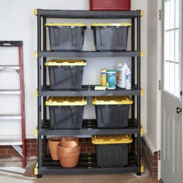 Project Source Commander 5 -Tier Heavy Duty Black Plastic Utility shelving unit ( 48-in W x 20-in D x 72-in H )