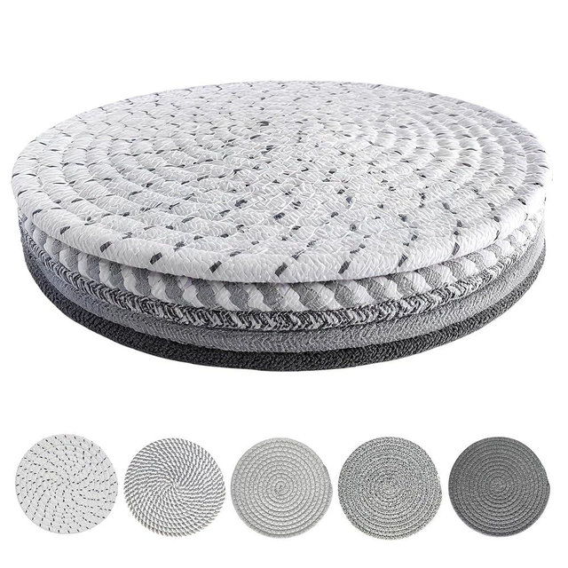 CATIFLIN 8 Inch Heat Resistant Trivets for Hot Dishes, 5-Pack Cotton Woven Pot Holders & Hot Pads Set – Kitchen Countertop & Table Protector, Home Essentials Decor