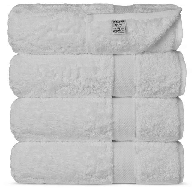Chakir Turkish Linens Luxury Ultra Bamboo 4-Piece Bath Towel Set- White 4 Count