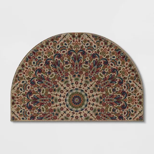 2'x3' Driftwood Medallion Half Round Doormat Beige - Threshold™