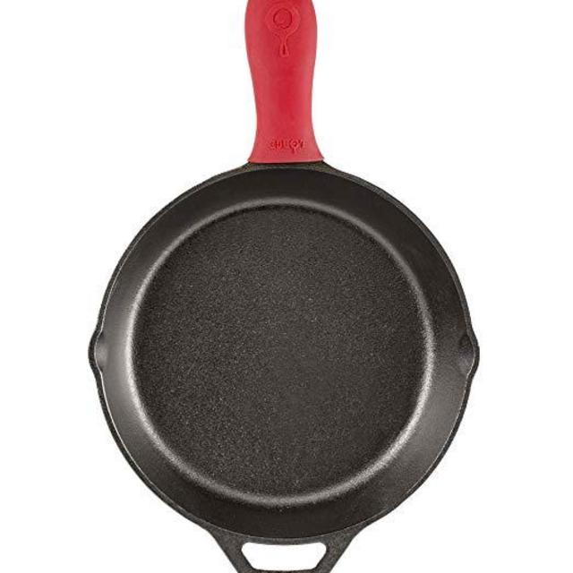Lodge ASHH41 Red Hot Holder Heat Protecting Silicone Cast Iron Skillets with Keyhole Handle, 5-5/8" L x 2" W