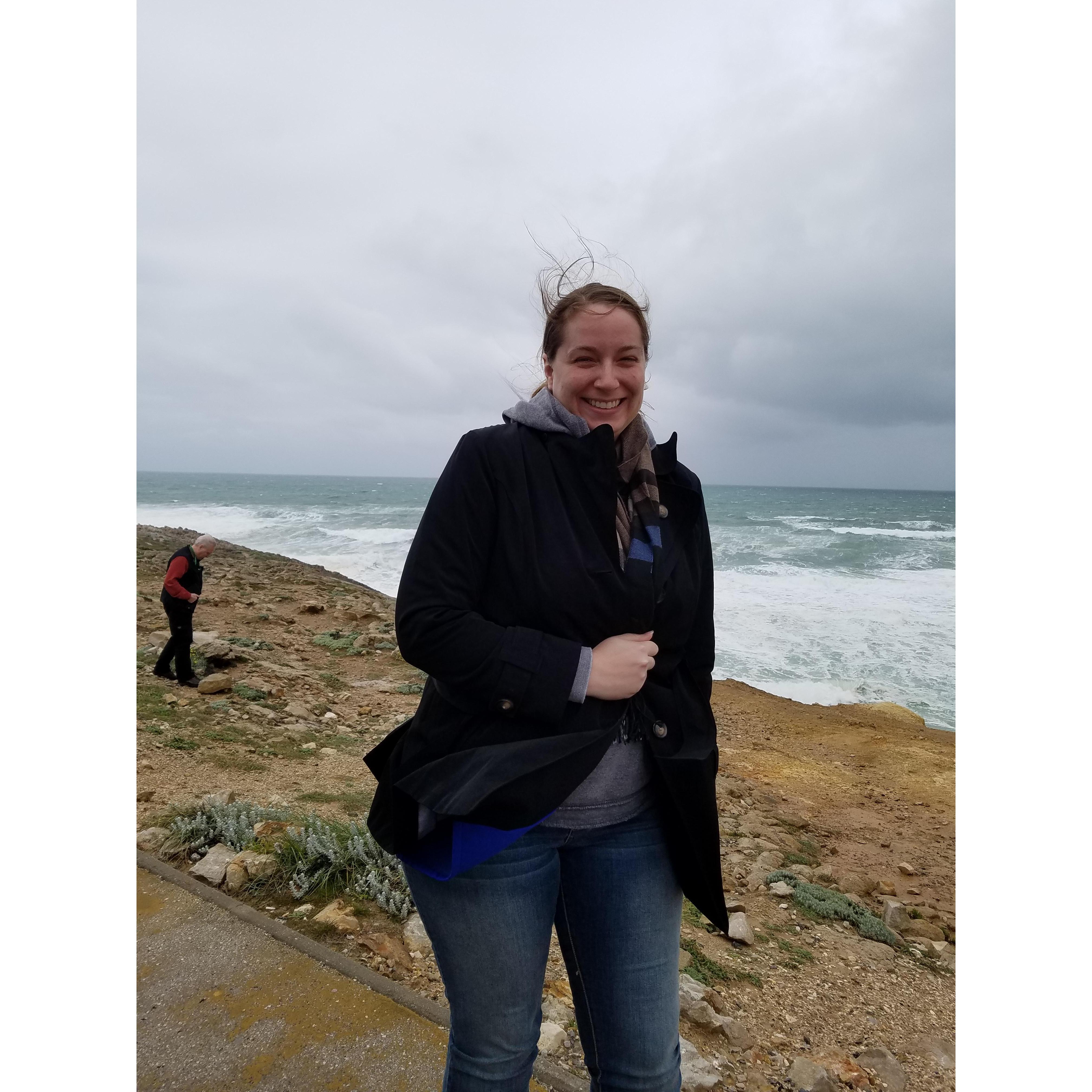 Alicia on the beach in Cascais, Portugal. April 2018