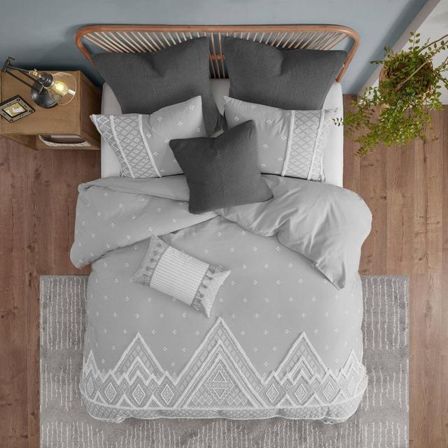 3pc Full/Queen Marta Cotton Comforter Set Gray