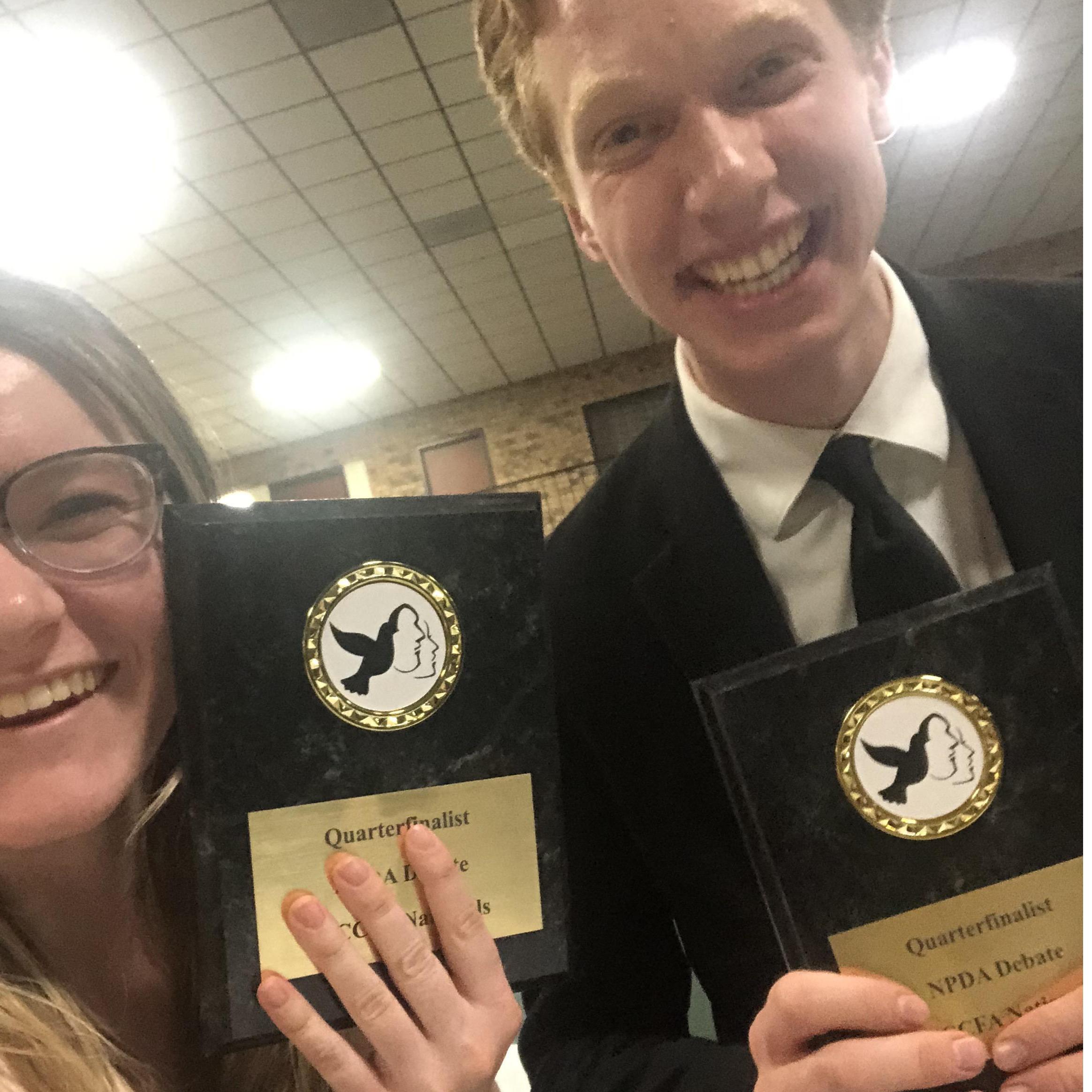 Lauren's not-so-sneaky selfie at a speech and debate tournament before we started dating.