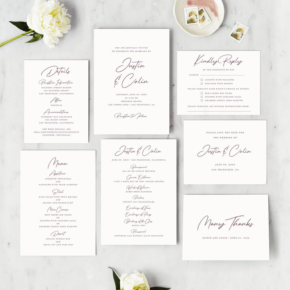 Burke Classic Letterpress | Black | Zola Wedding Invitations