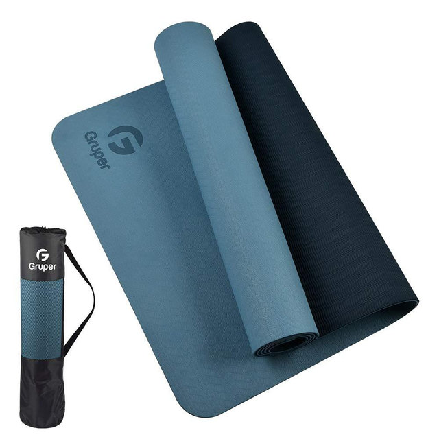 Gruper TPE Yoga Mat,Pro Yoga Mat Eco Friendly Non Slip Fitness Exercise Mat with Carrying Strap,Workout Mat for Yoga, Pilates and Floor Exercises
