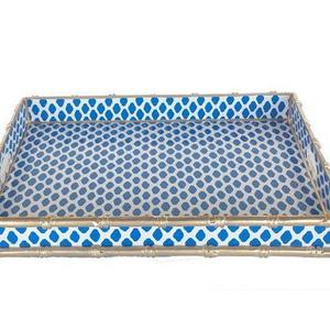 Bamboo Bar Tray in Navy Parsi