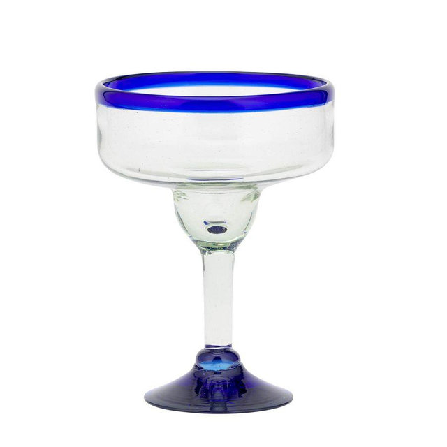 Baja Margarita Glass, Set of 4 - Clear/Cobalt Rim