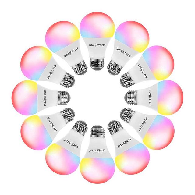 DAYBETTER Tuya Smart Light Bulbs, RGBW WiFi Color Changing Led Bulbs Compatible with Alexa and Google Home Assistant, A19 E26 9W 800LM Multicolor Led Light Bulb, No Hub Required, Light Bulbs 12 Pack