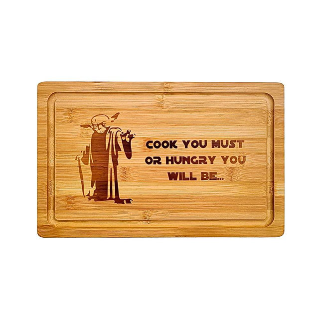 YUKEI Yoda Cook You Must or Hungry You Will Be 15'' x 9.4'' Chopping Board