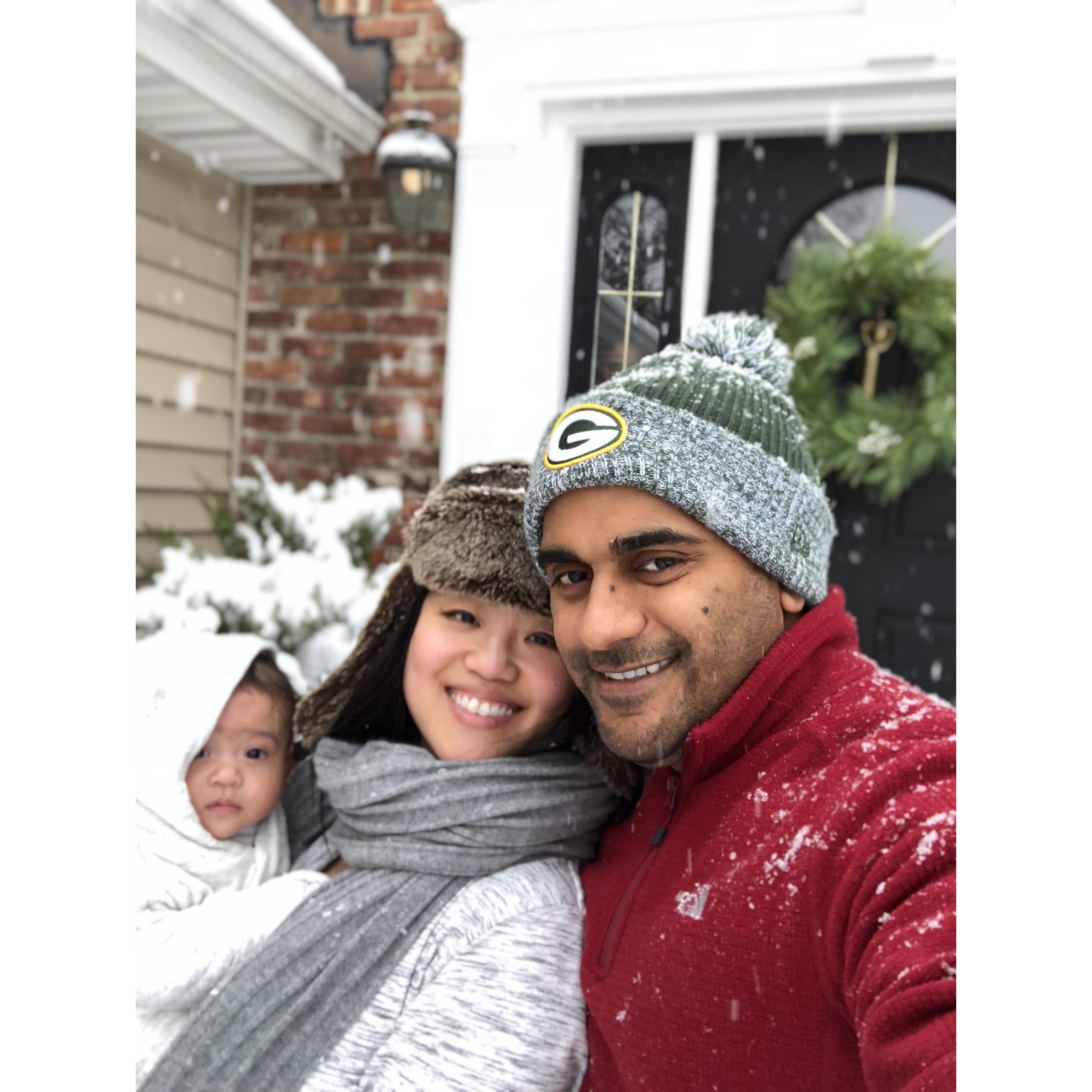 Our first snow fall with Kayla