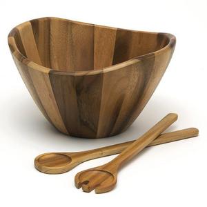 3 Piece Acacia Wave Salad Serving Set