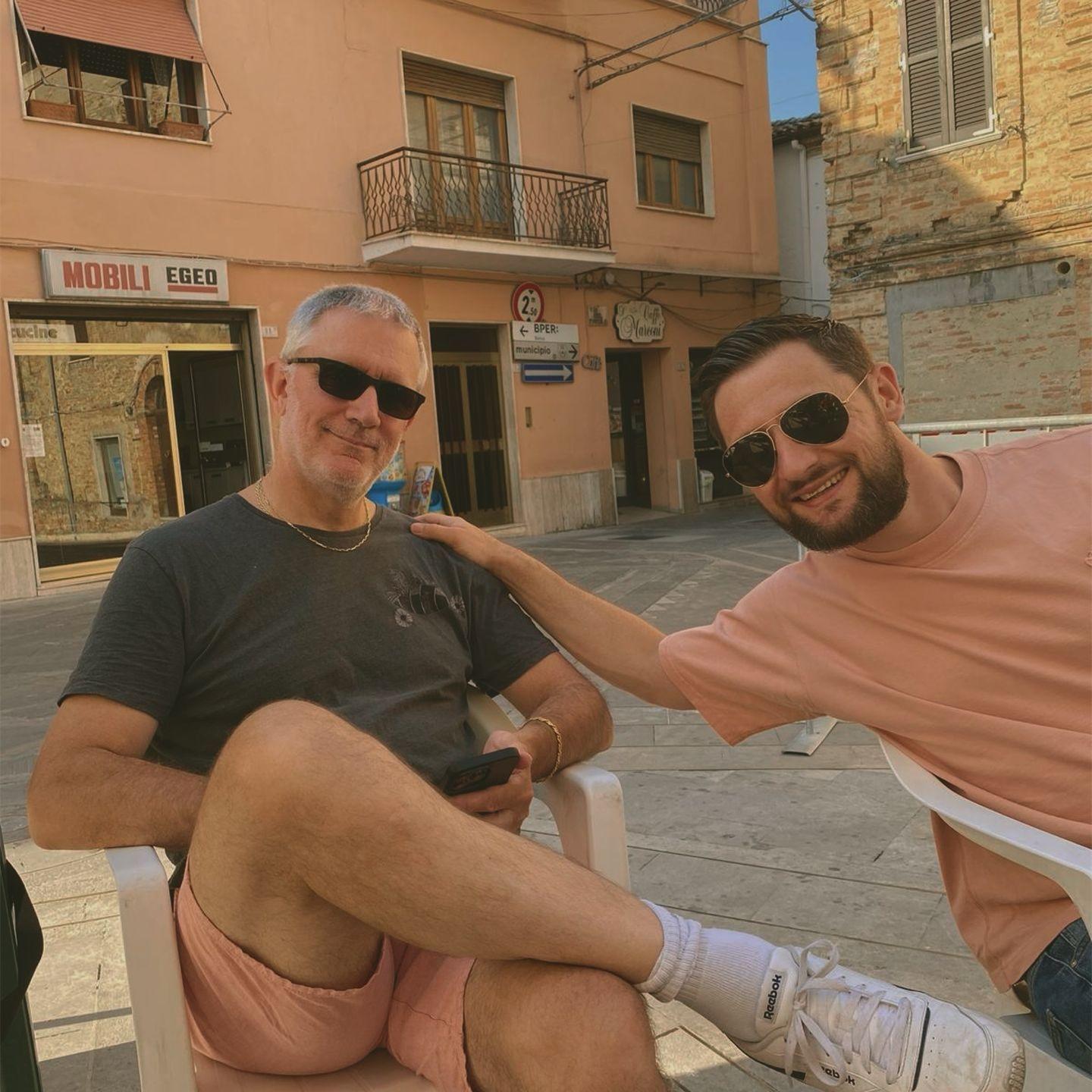 Dad and Nick out for an apéritive in Italy.