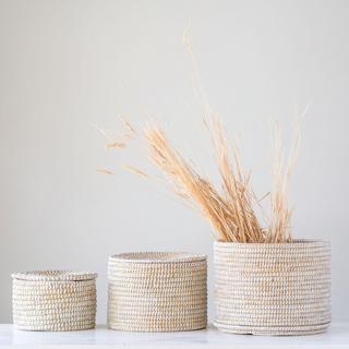 3-Piece Seagrass Basket Set with Lids