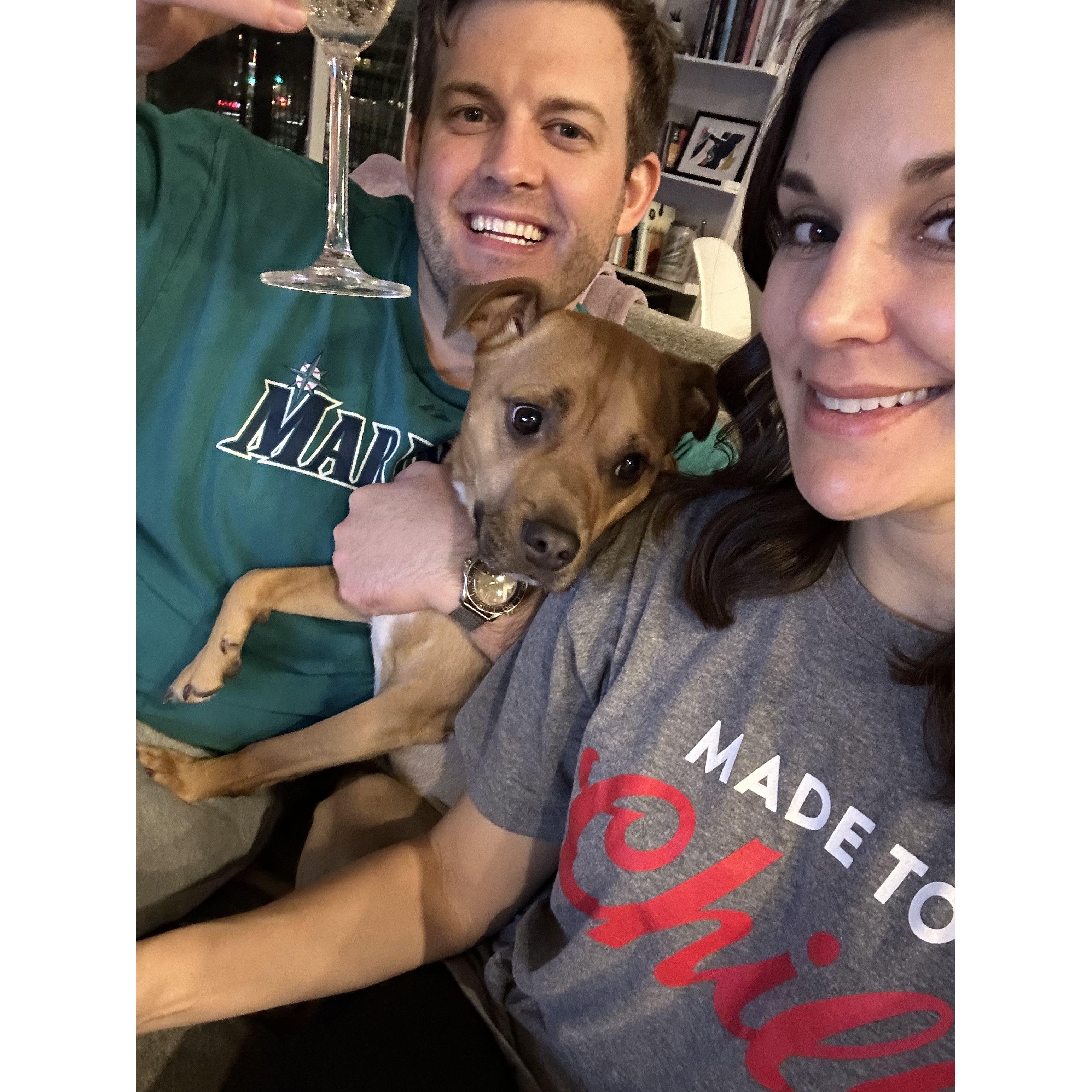 Celebrating our engagement with Carter (our son)