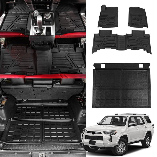 Maszupir Floor Mats Compatible with Toyota 4Runner 5 Seat 2013-2024 Trunk Mat Cargo Liner 2023 Toyota 4 Runner Accessories (Trunk Mat+Floor Mats,Fit W/O Sliding Tray)