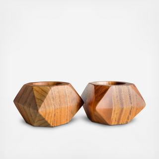 Master's Collection Prism Teak Tea Light, Set of 2