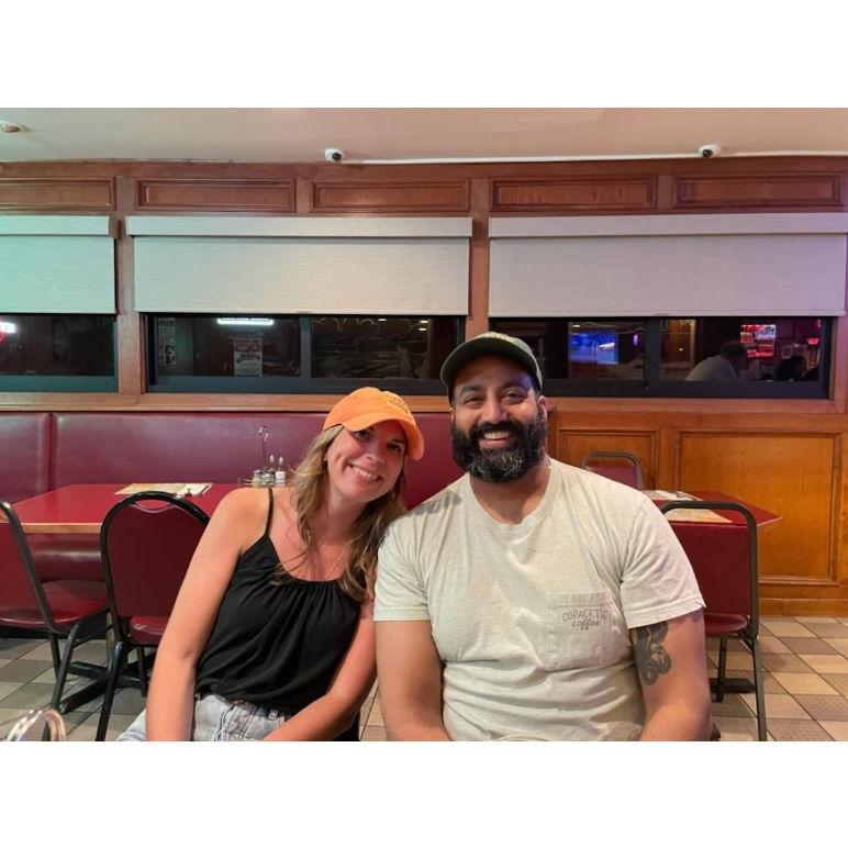 Our first ever photo together at Pete & Elda's