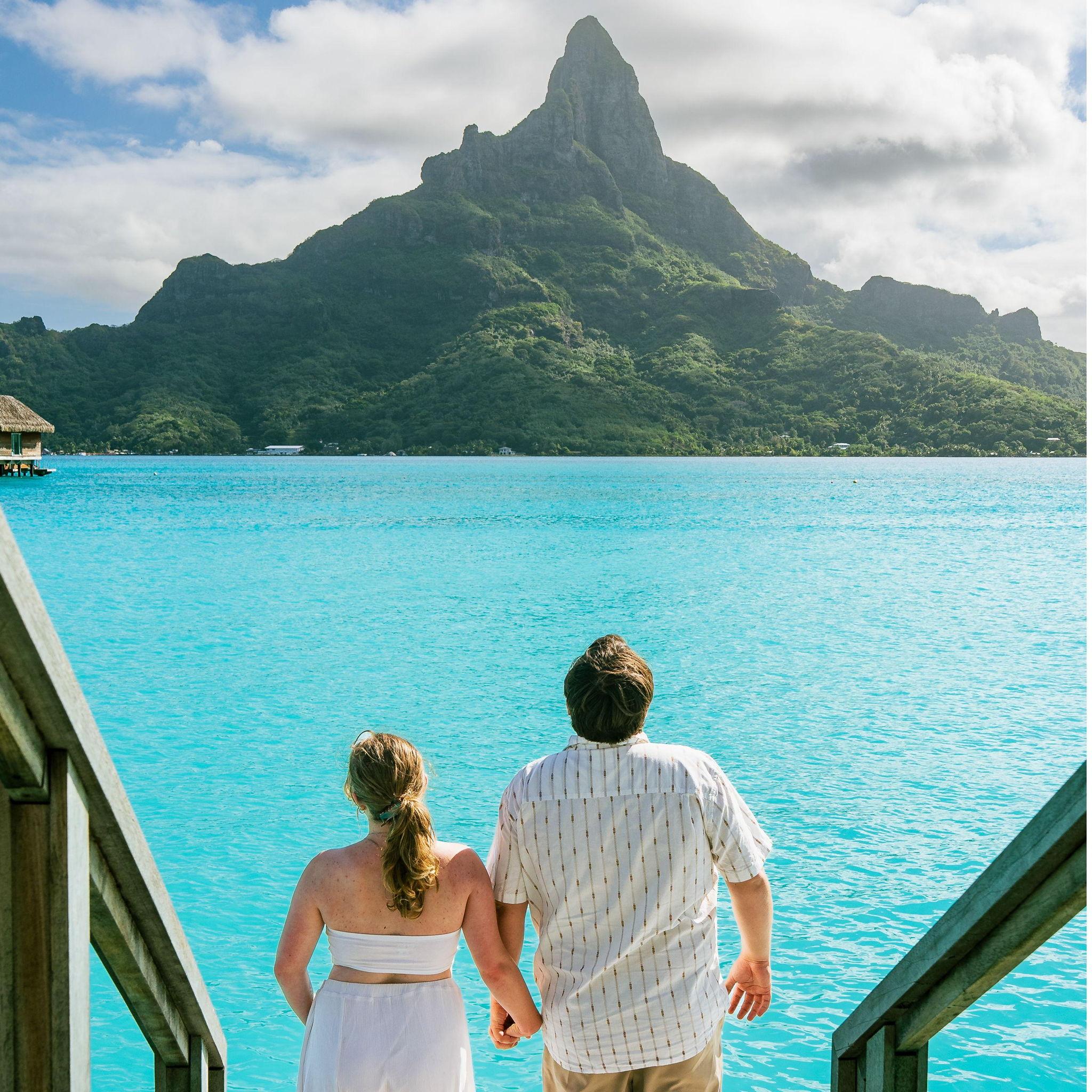 The view from our overwater bungalow in Bora Bora