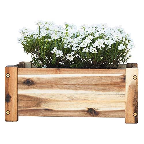 Villa Acacia Wooden Planter Box, Rectangle Shape for Garden, Patio or Window, 17 x 9.7 x 7 Inch