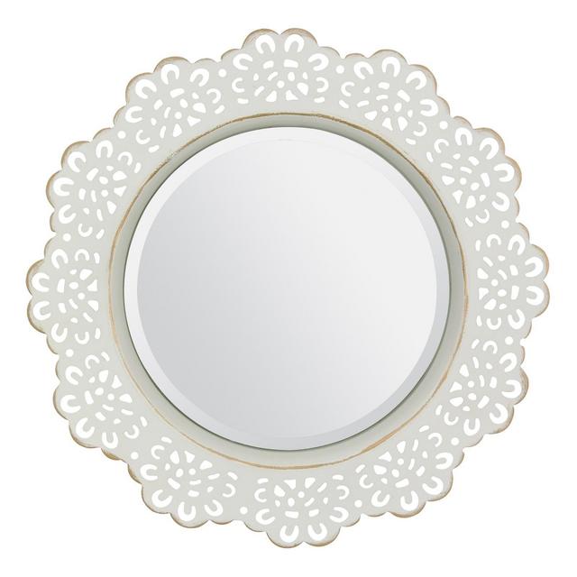 12.5" X 12.5" Metal Lace Wall Mirror Ivory - Stonebriar Collection