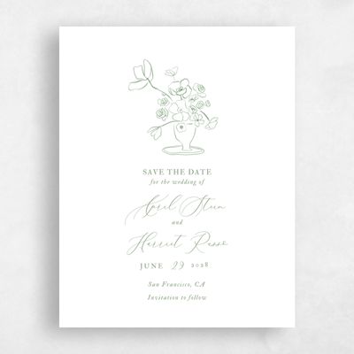 Bright Sage, Green Wedding Save the Date - Keole Portrait