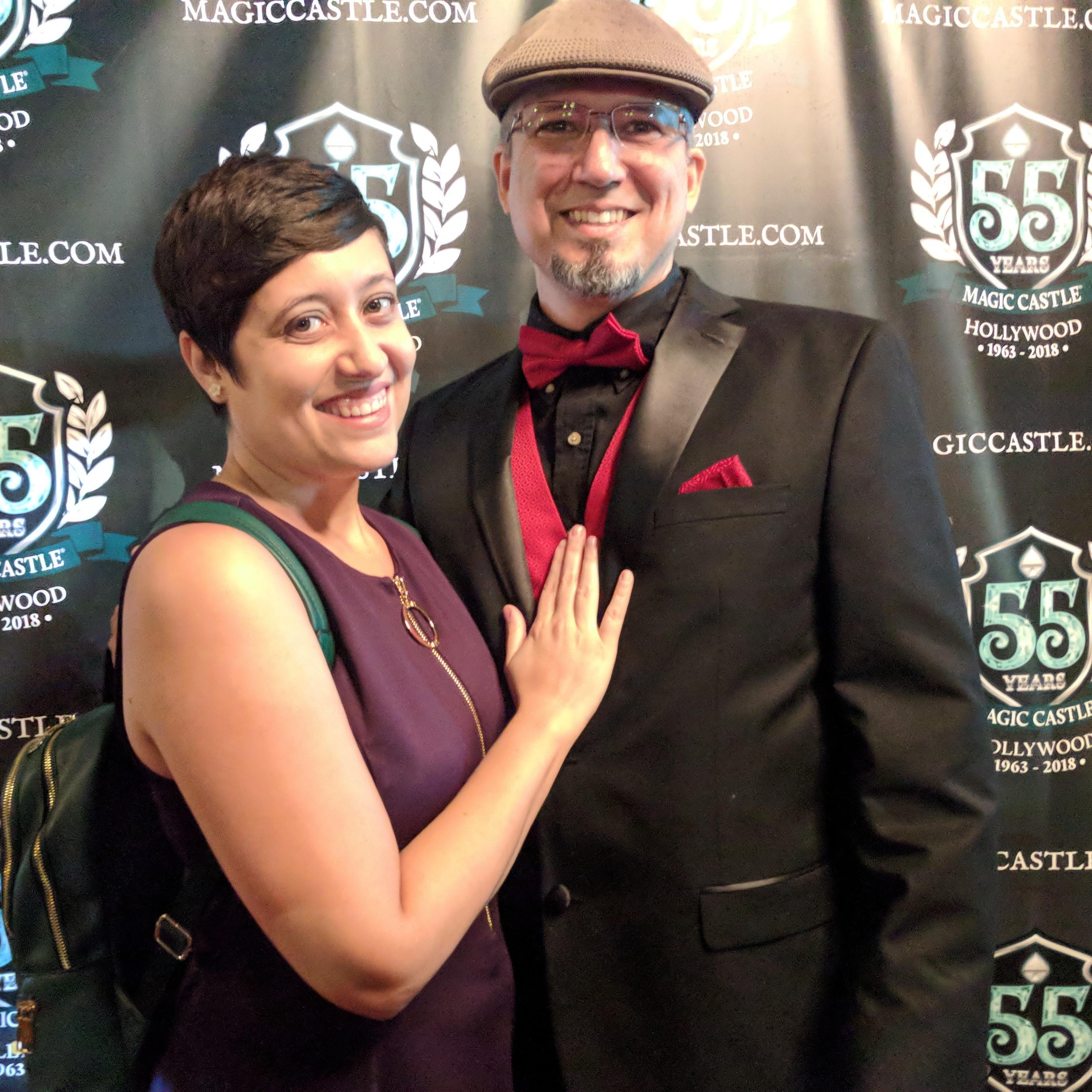 Properly dressed up for the Magic Castle.