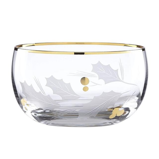 Lenox Holiday Gold Glass Nut Bowl, 4.5"