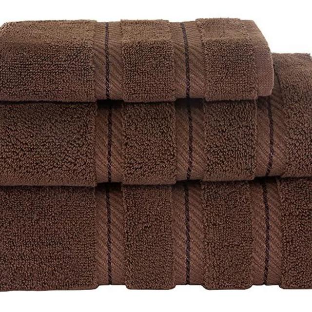 American Soft Linen Premium, Luxurious & Complete Set of 3 Piece Towel Set for Kitchen and Bathroom, Cotton for Maximum Softness and Absorbency, Chocolate Brown