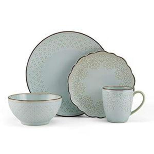 Pfaltzgraff 16-Piece Joanne Blue Stoneware Dinnerware Set (Service For 4) 5274258