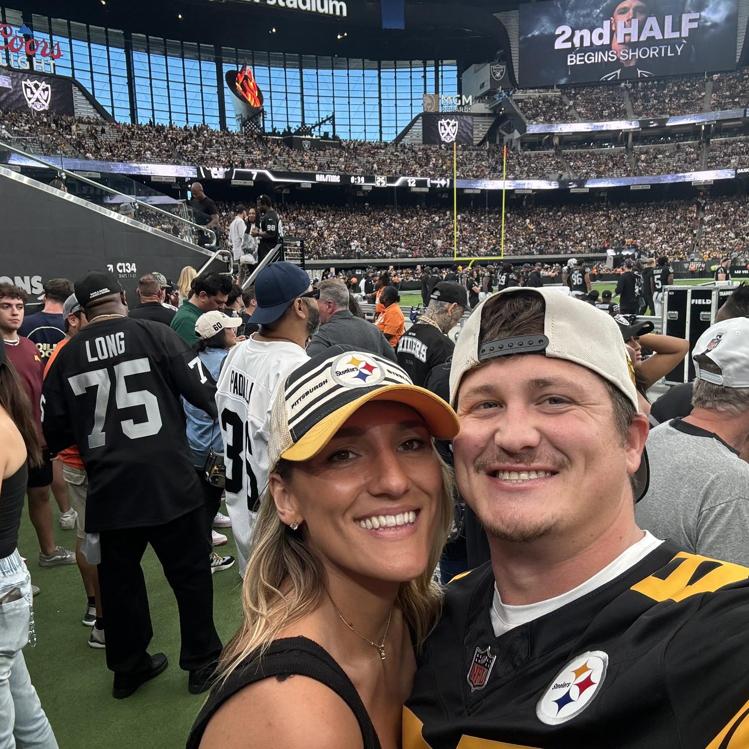 VIP field access at the Raider's stadium in Las Vegas was a magical experience being able to watch Shea's favorite football team, the Steelers!