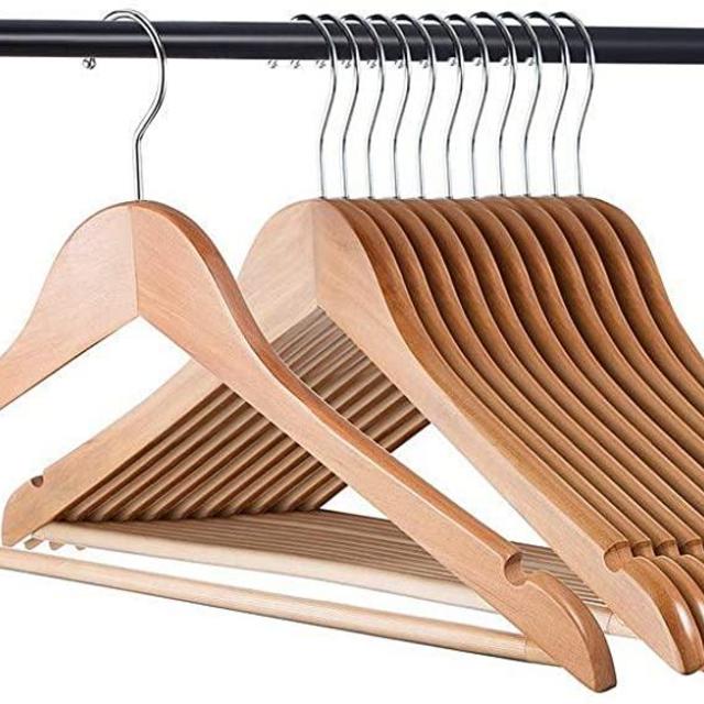 Home-it 30 Pack Natural Wood Solid Wood Clothes Hangers, Coat Hanger, Wooden Hangers