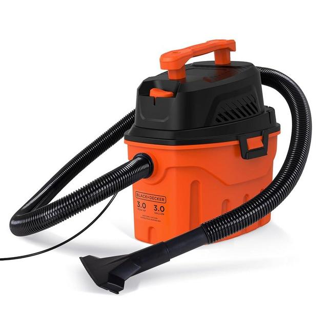 BLACK+DECKER Wet/Dry Shop Vac, 3 Gallon 3.0 Peak HP, Portable Shop Vacuum with Accessories, Vacuum Cleaner for Home, Pet and Car(BDXV18910P-3)