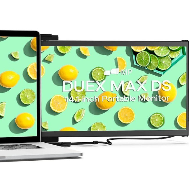 Mobile Pixels 2025 Duex Max DS 14.1'' FHD 1080p Laptop Screen Extender, USB Type-C/HDMI Ports, Portable Monitor for 14'' to 17 Inch Laptops, Compatible with macOS/Windows/Apple/Android/Switch(Black)
